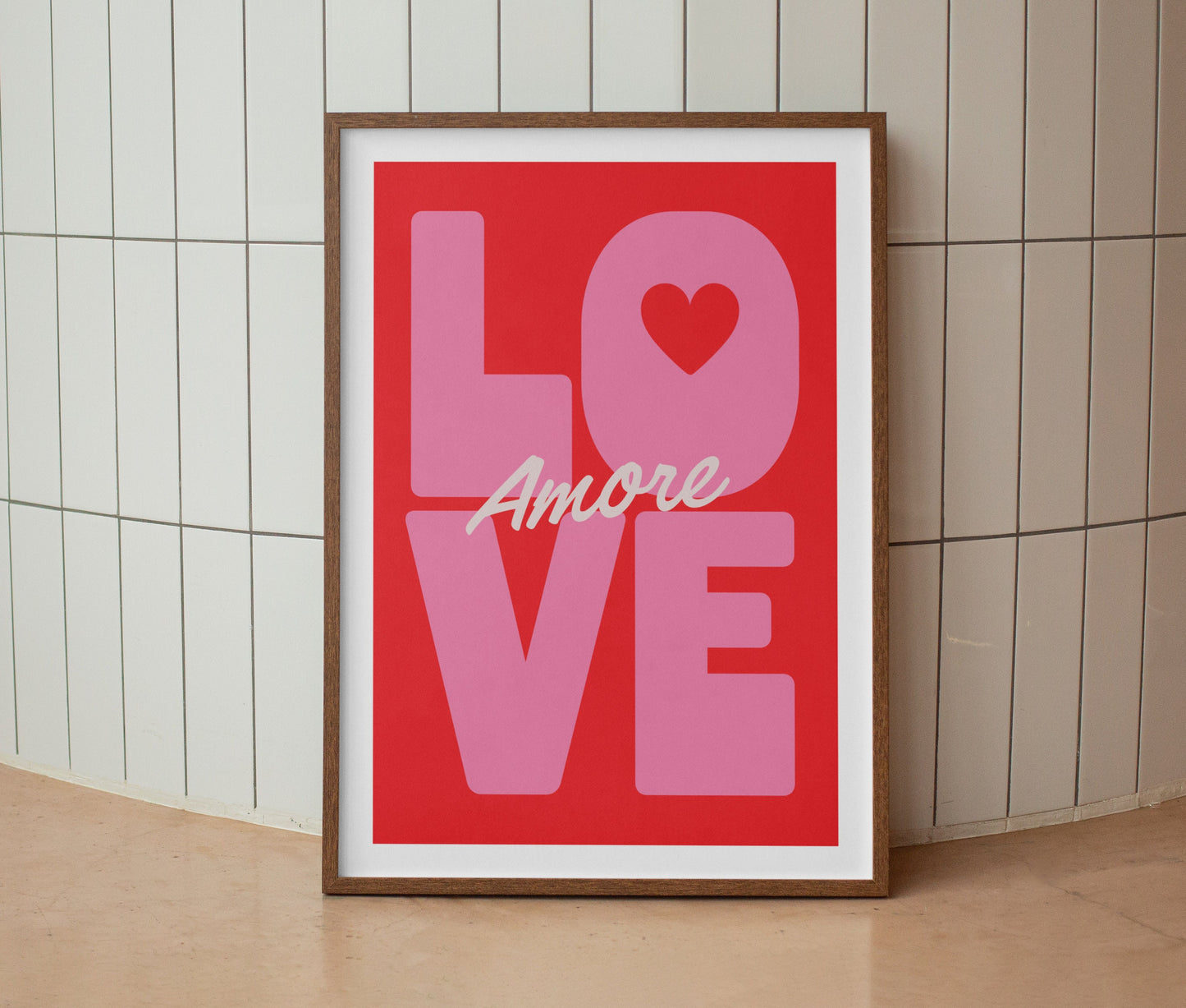 Love Amore | Typography Art Print | Wall Art | A4 | Unframed Print | Wall Decor | Bold Colours | Typographic | A3 A4 A5 Graphic Poster