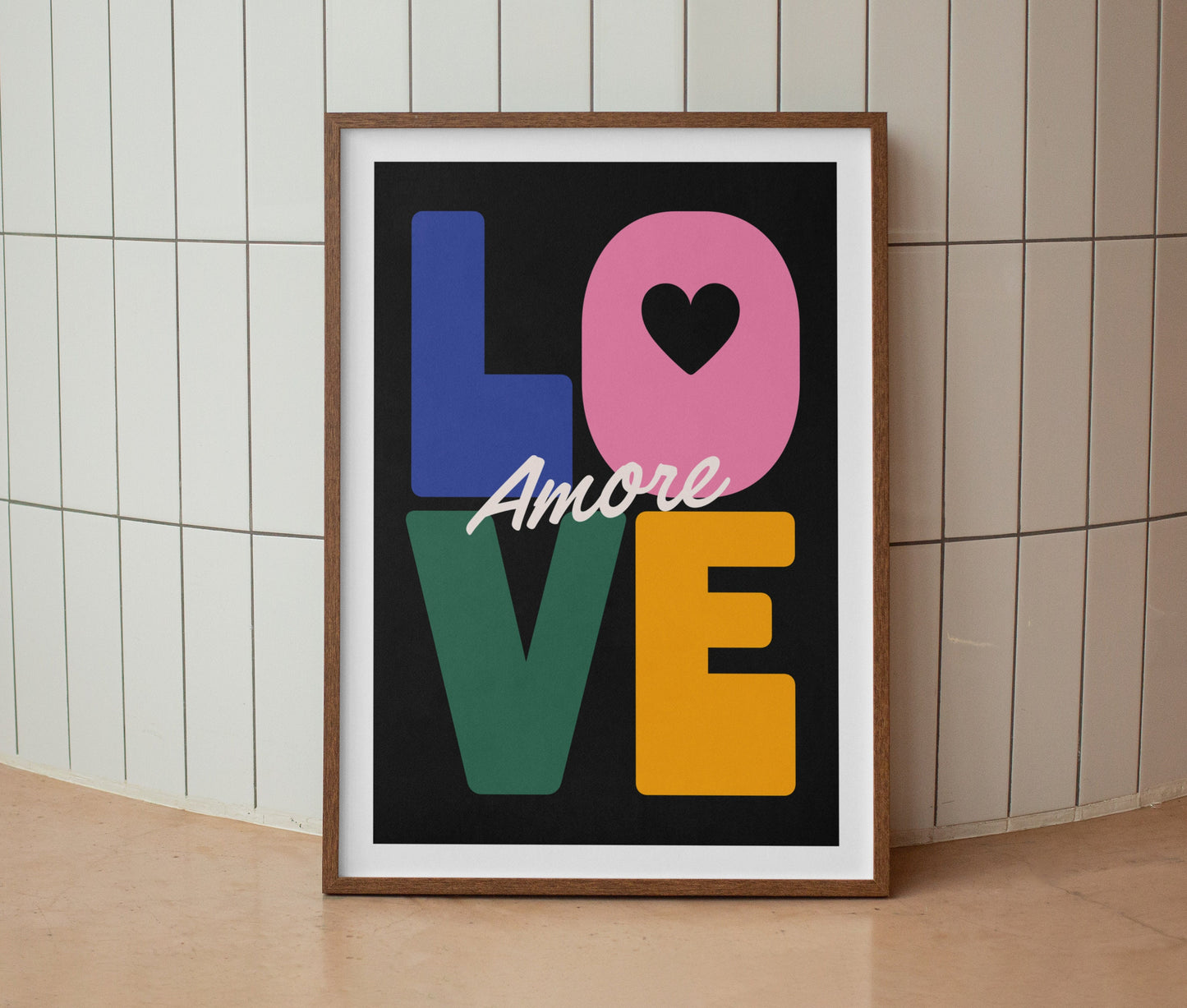 Love Amore | Typography Art Print | Wall Art | A4 | Unframed Print | Wall Decor | Bold Colours | Typographic | A3 A4 A5 Graphic Poster