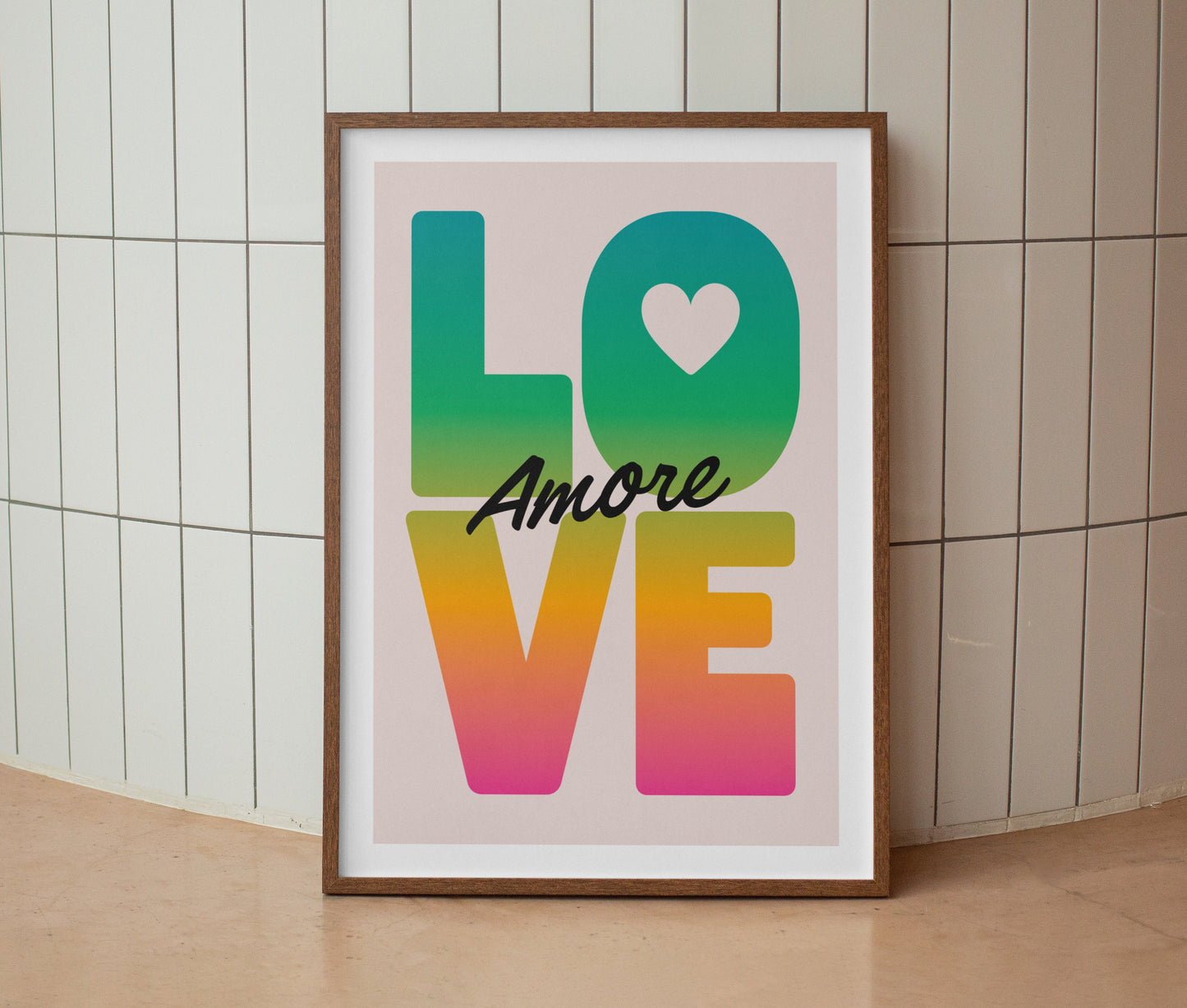 Love Amore | Typography Art Print | Wall Art | A4 | Unframed Print | Wall Decor | Bold Colours | Typographic | A3 A4 A5 Graphic Poster