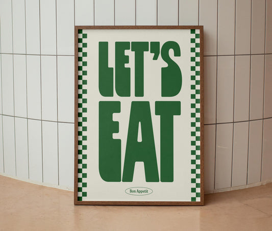 Let's Eat | Typography Art Print | Wall Art | A4 | Unframed Print | Wall Decor | Bold Colours | Typographic | A3 A4 A5 Graphic Poster