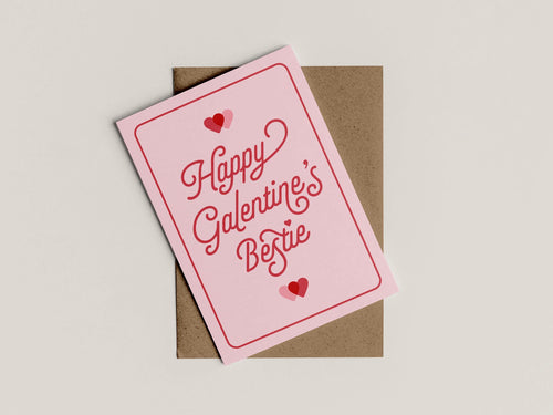 Happy Galentine's Bestie | Greetings Card | Valentine's Card | Galentine's Card | A6 | Bold Colours | Typographic
