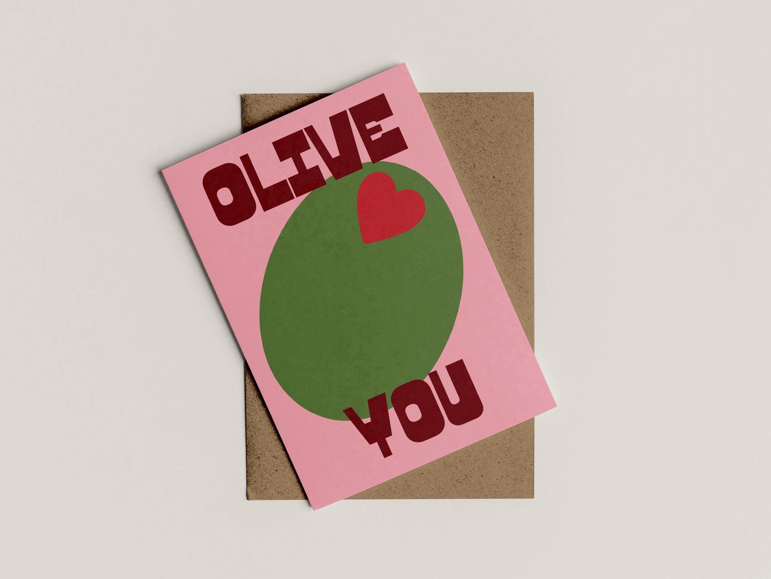 A6 Olive You Card