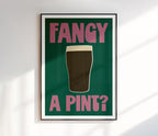 Fancy a Pint Print | Beer Lover Gift | Pub Drinks Art | Retro Typography Print | Kitchen Decor | Modern Wall Prints