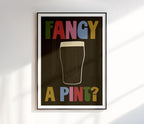 Fancy a Pint Print | Beer Lover Gift | Pub Drinks Art | Retro Typography Print | Kitchen Decor | Modern Wall Prints