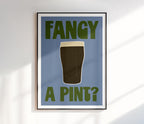 Fancy a Pint Print | Beer Lover Gift | Pub Drinks Art | Retro Typography Print | Kitchen Decor | Modern Wall Prints