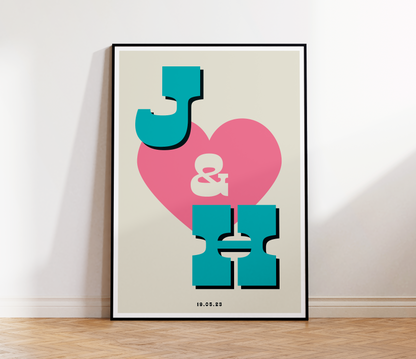 Retro Personalised Initials Print