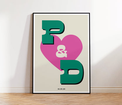 Retro Personalised Initials Print