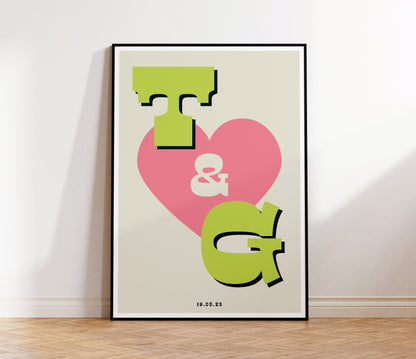 Retro Personalised Initials Print