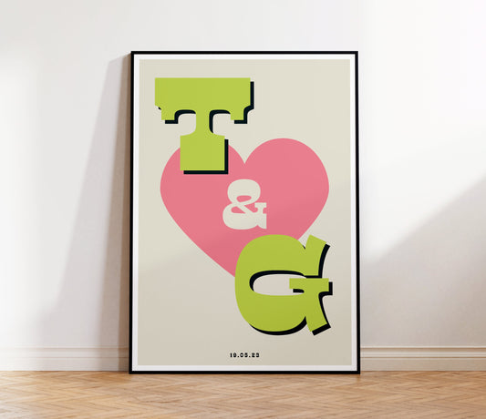 Retro Personalised Initials Print