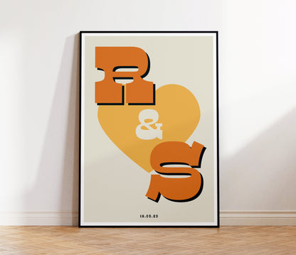 Retro Personalised Initials Print