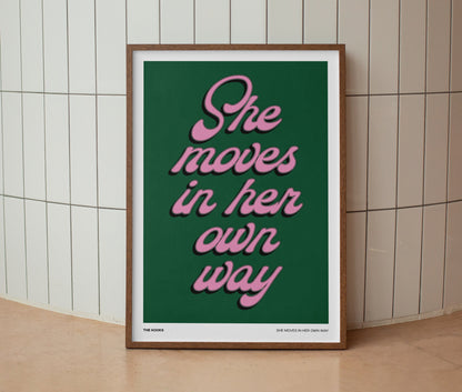 She Moves In Her Own Way | The Kooks | Print | Wall Art | Unframed Print | Wall Decor | Bold Colours | Typographic | A3 A4 A5 Graphic Poster