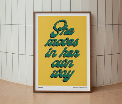 She Moves In Her Own Way | The Kooks | Print | Wall Art | Unframed Print | Wall Decor | Bold Colours | Typographic | A3 A4 A5 Graphic Poster