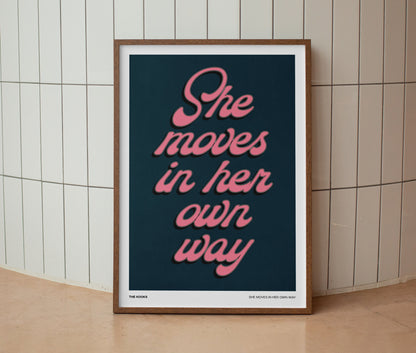 She Moves In Her Own Way | The Kooks | Print | Wall Art | Unframed Print | Wall Decor | Bold Colours | Typographic | A3 A4 A5 Graphic Poster