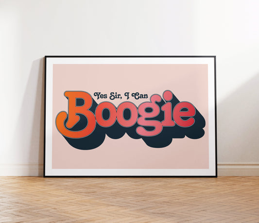 Baccara | Yes Sir, I Can Boogie Lyrics Print | Wall Art | A4 A3 A5 | Unframed Print | Indie Music | Rock Music | Pop Music | 70s Music